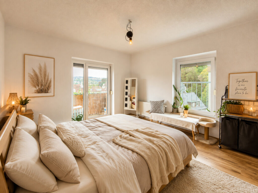 Schlafzimmer 1. OG Wohnung - KI bearbeitet