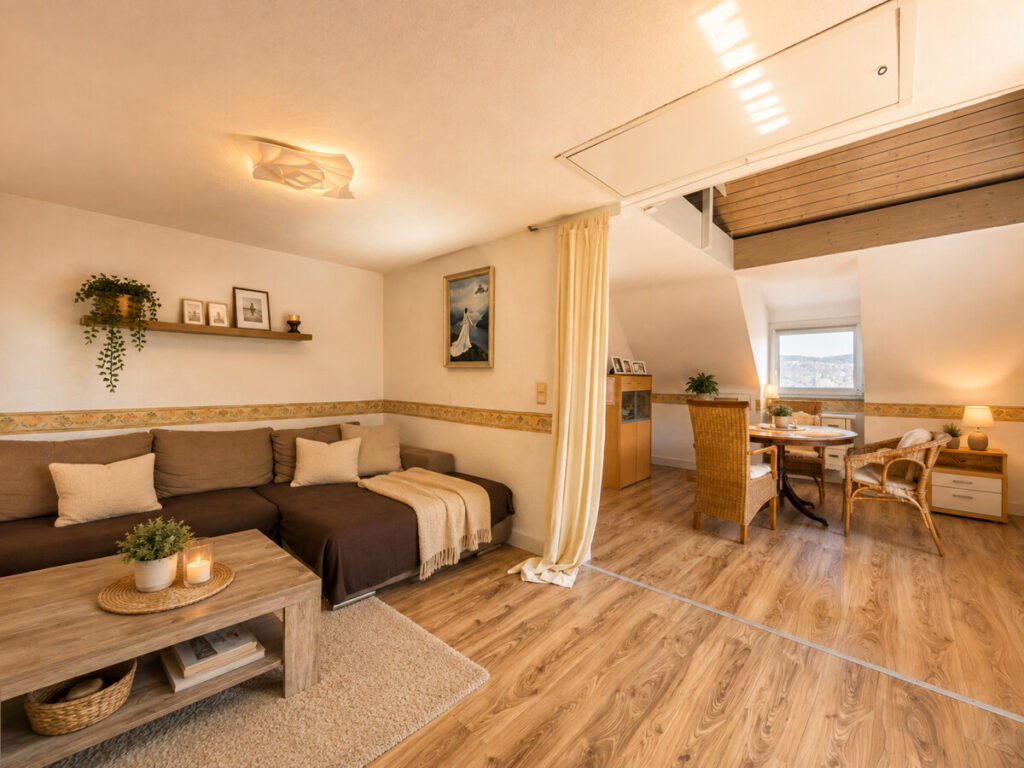 Wohn- und Essbereich DG Wohnung - KI bearbeitet